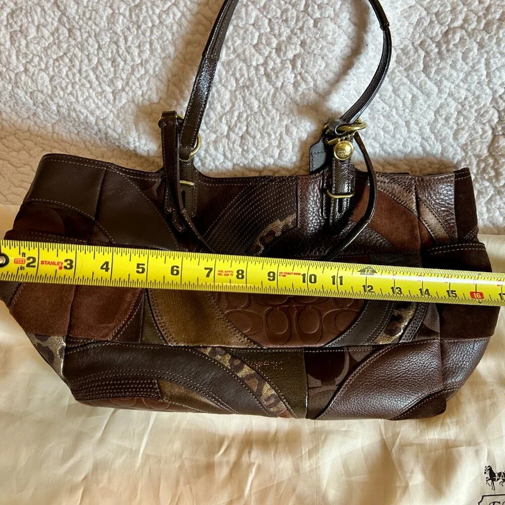 COACH PURSE NWT Patchwork Collection Brown/Gold/Leather/Suede - Picture 8 of 16